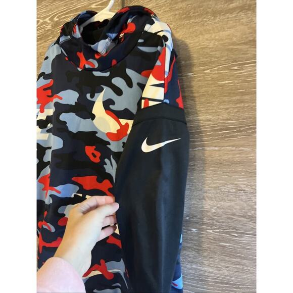 Nike hoodie boys Sz Large pullover sweatshirt Camo red white blue patriotic - Picture 6 of 7